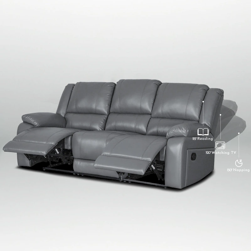 2-Piece Classic Faux Leather Manual Reclining Living Room Sofa Set with Console and Cup Holders