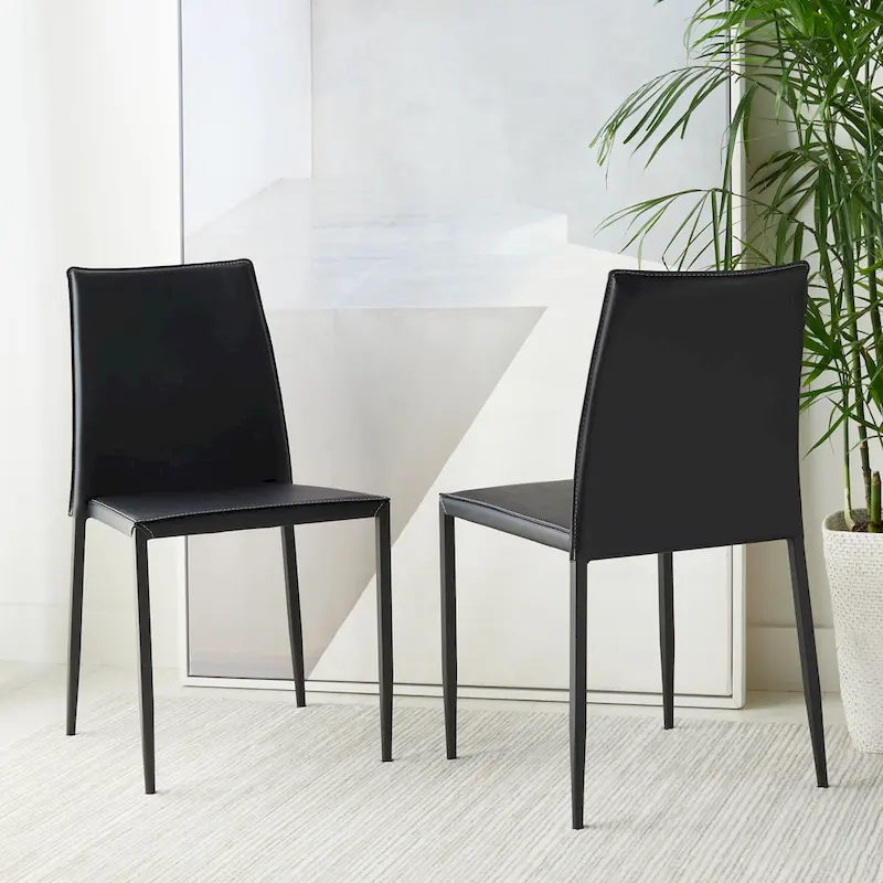 Newport Furnishings Modern Faux Leather Dining Chair (Set of 2) - Black