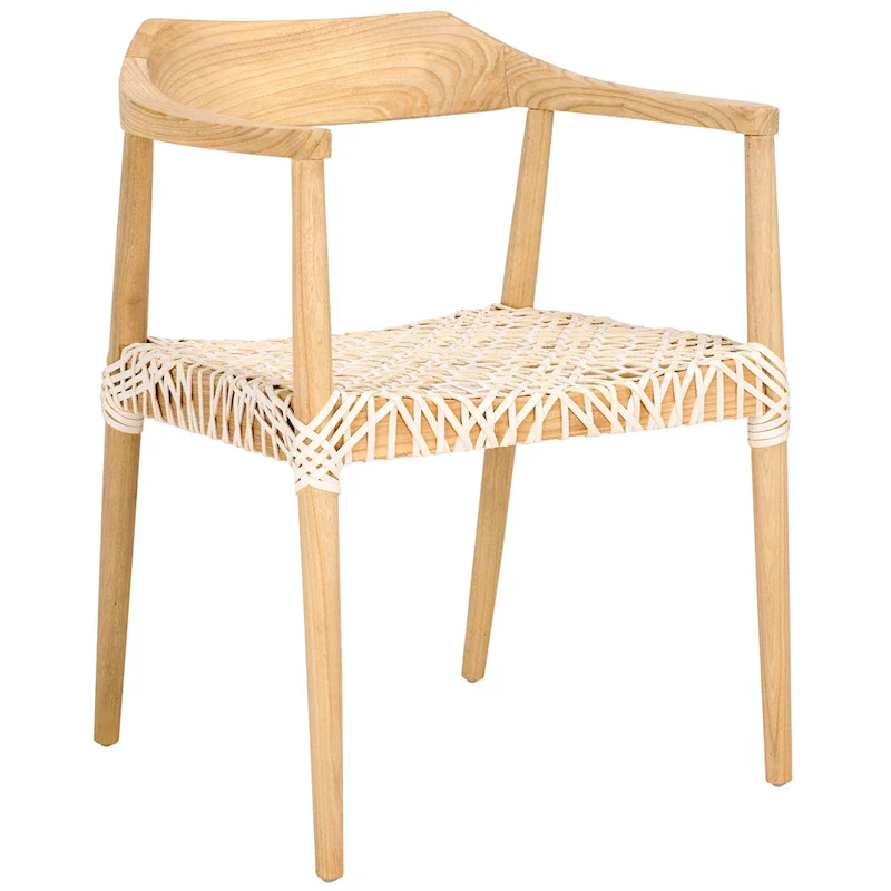 Woven Leather & Solid Wood Accent Chair (Fully Assembled) - 22 W x 20.5 L x 28.5 H