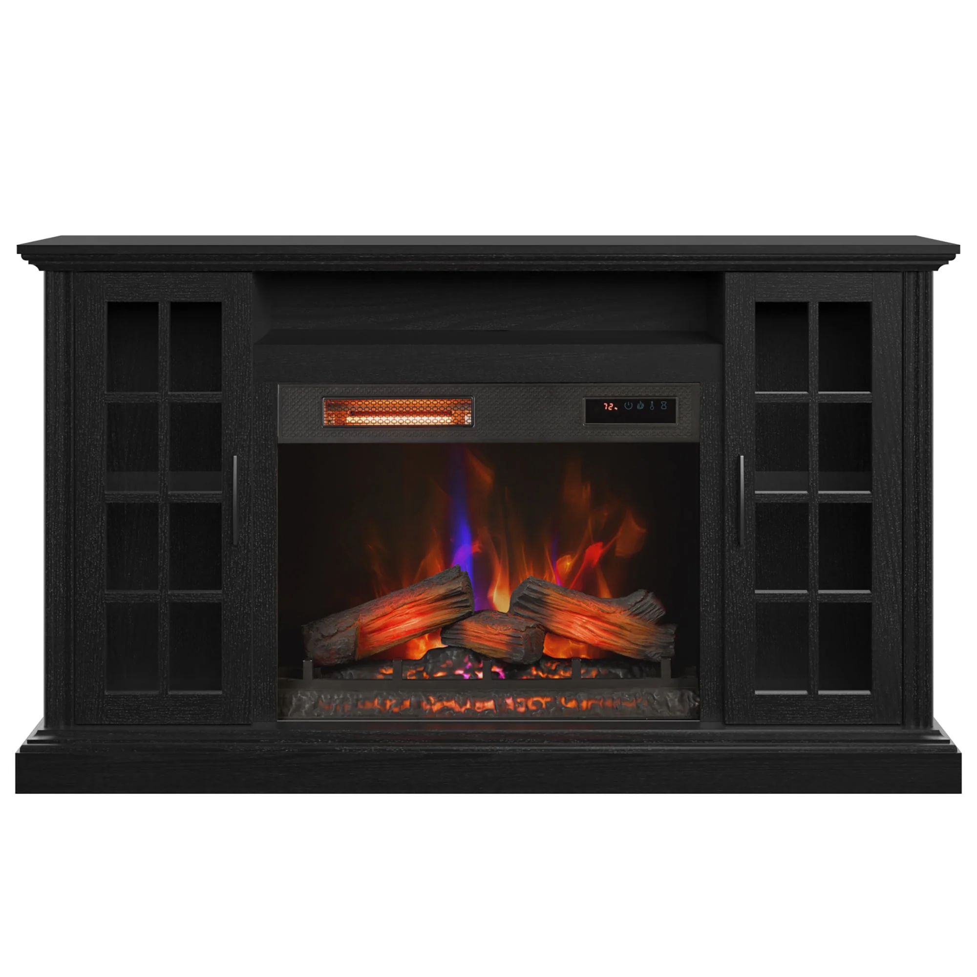 duraflame? Windowpane Glass Door Electric Fireplace TV Stand Media Console
