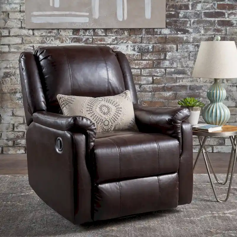 Roomfitters Fabric Glider Recliner with Swivel, Manual Reclining Chair