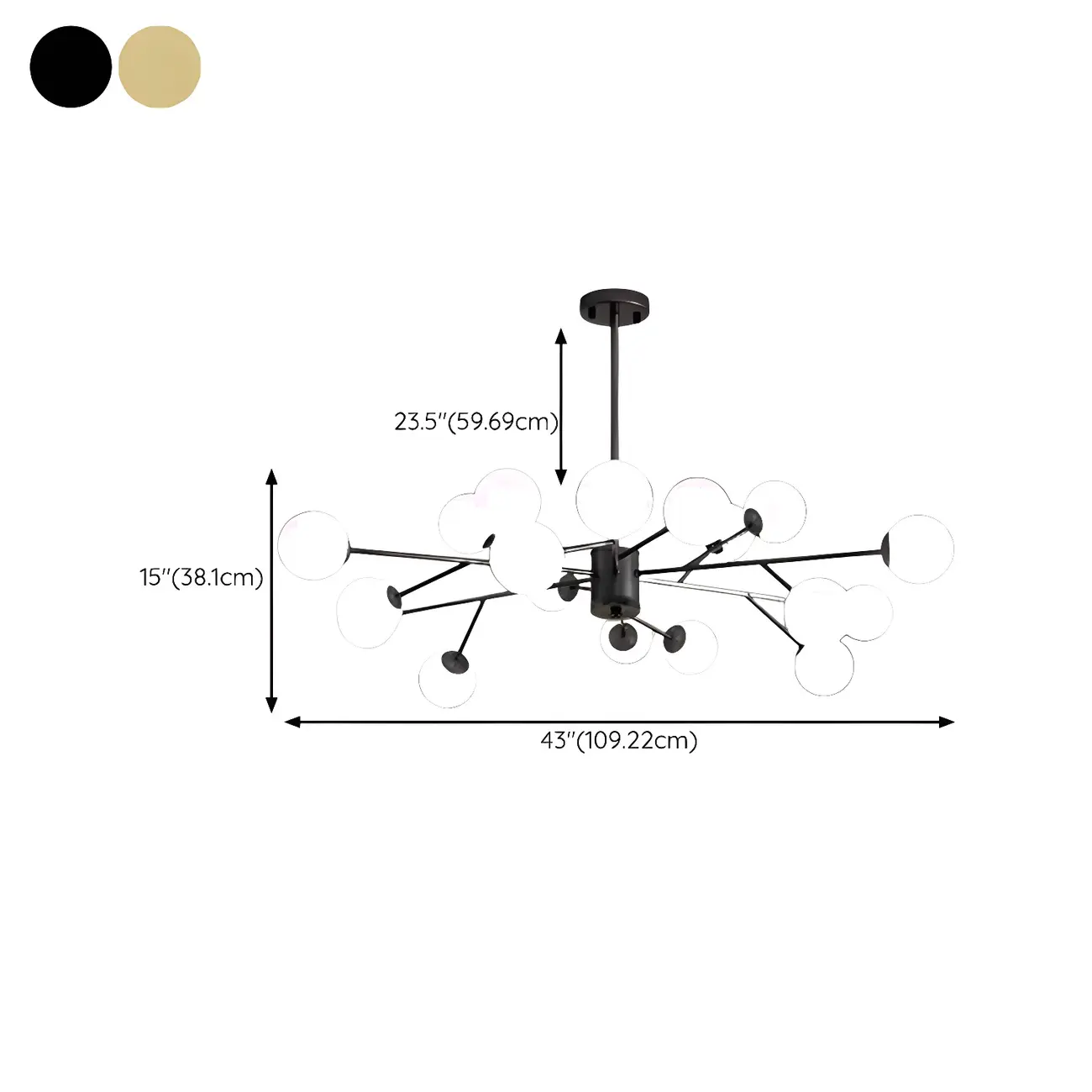 Mid-Century Modern White Globe Glass Sputnik Chandelier