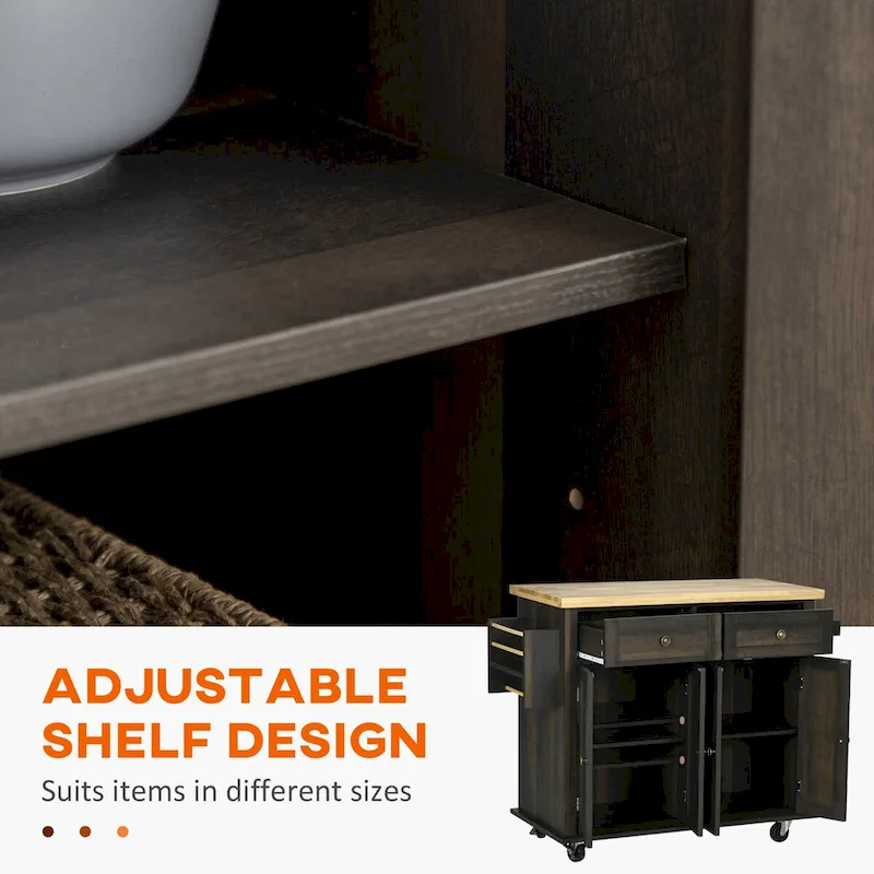 2024 NEW Modern Rolling Kitchen Island Cart with Spice Rack