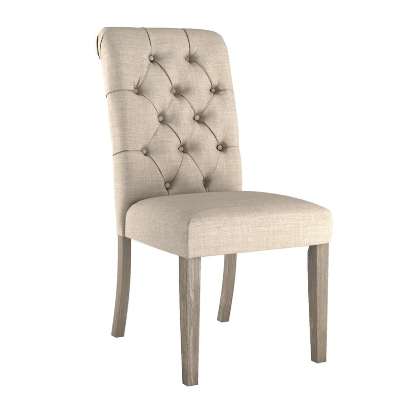 Benchwright Linen Tufted Dining Chair with Grey Finish Legs (Set of 2) by iNSPIRE Q Artisan