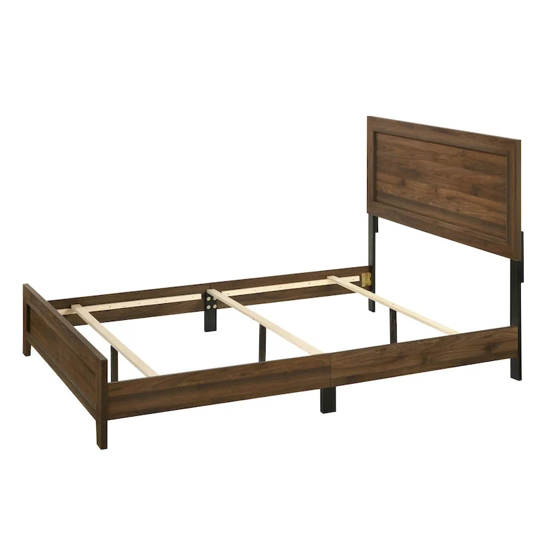 Linette 5 Piece Cherry Brown Panel Bedroom Set