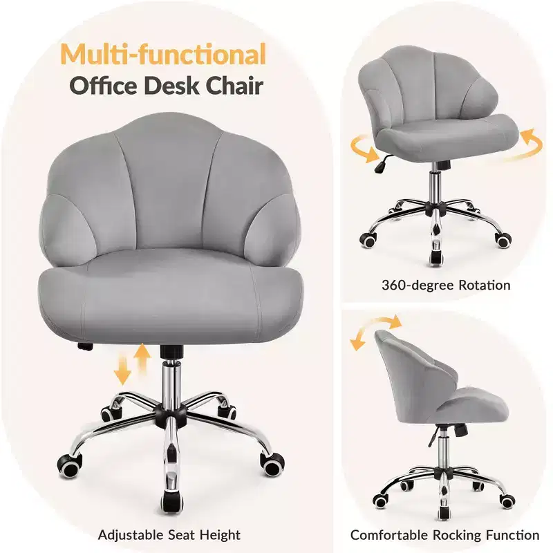 Yaheetech Set of 2 Swivel Upholstered Desk Chair with Tufted Shell-Shaped Back and Adjustable Seat Height