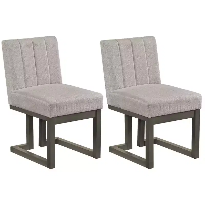 Beige+Gray / Walnut Farmhouse Upholstered Dining Chair, Armless, 2/4 PCS