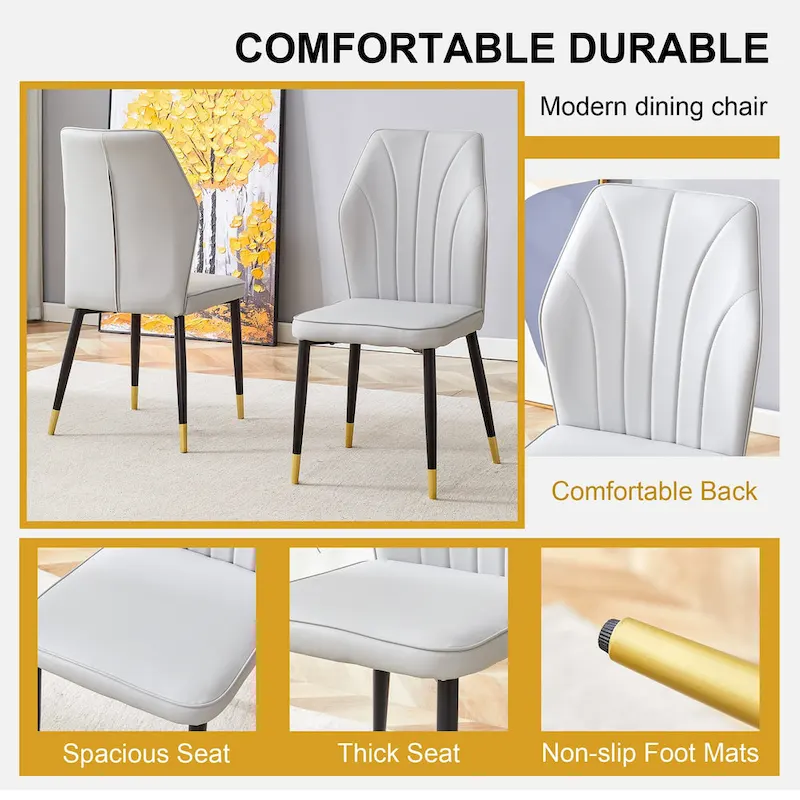 Black Marble Pattern Dining Set - 5 Piece with 4 PU Chairs (63