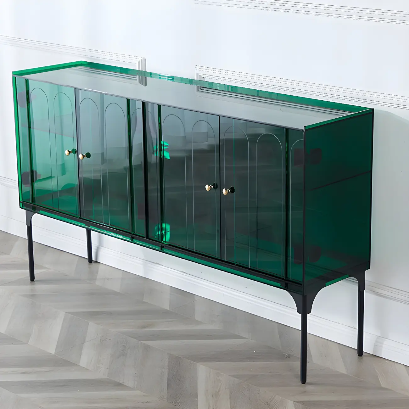 Modern Plastic/Acrylic Sideboard Cabinets with Shelves in Red