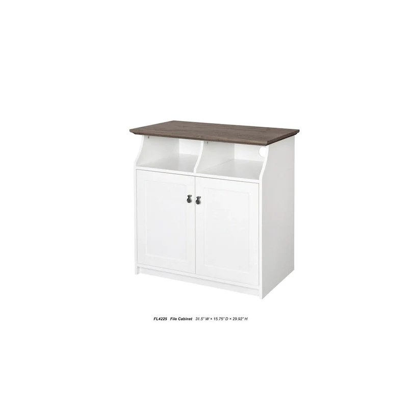 Saint Birch Finley White 2-Door Vertical Filing Cabinet with Hidden Storage