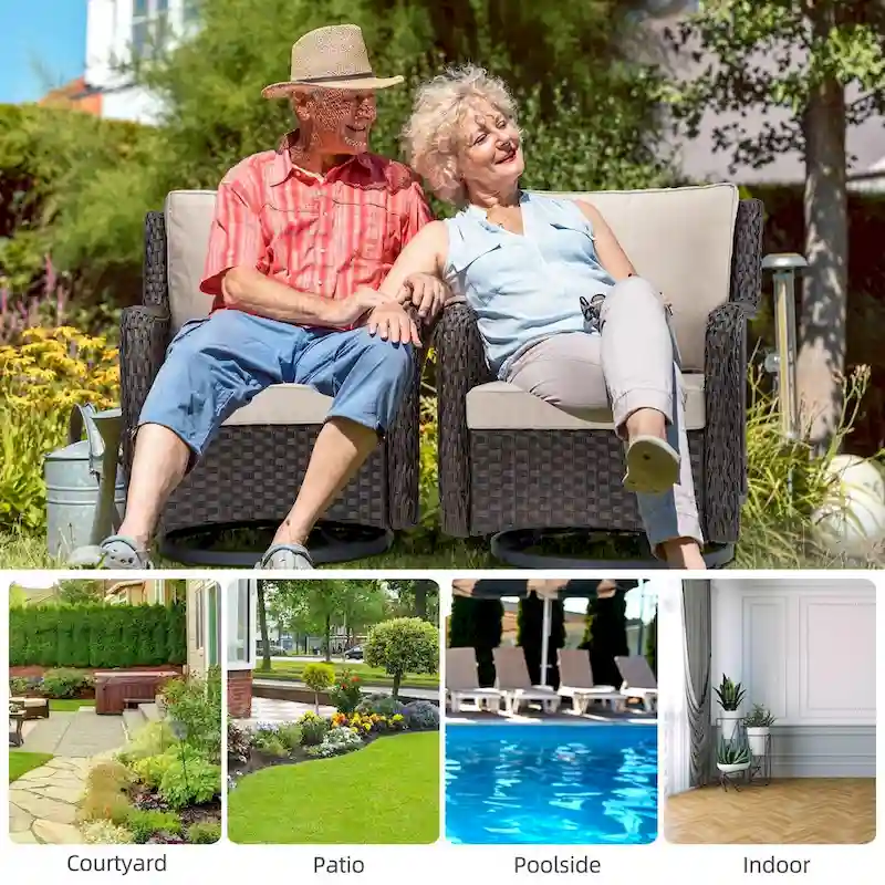 3 Pieces Rocking Wicker Bistro Set