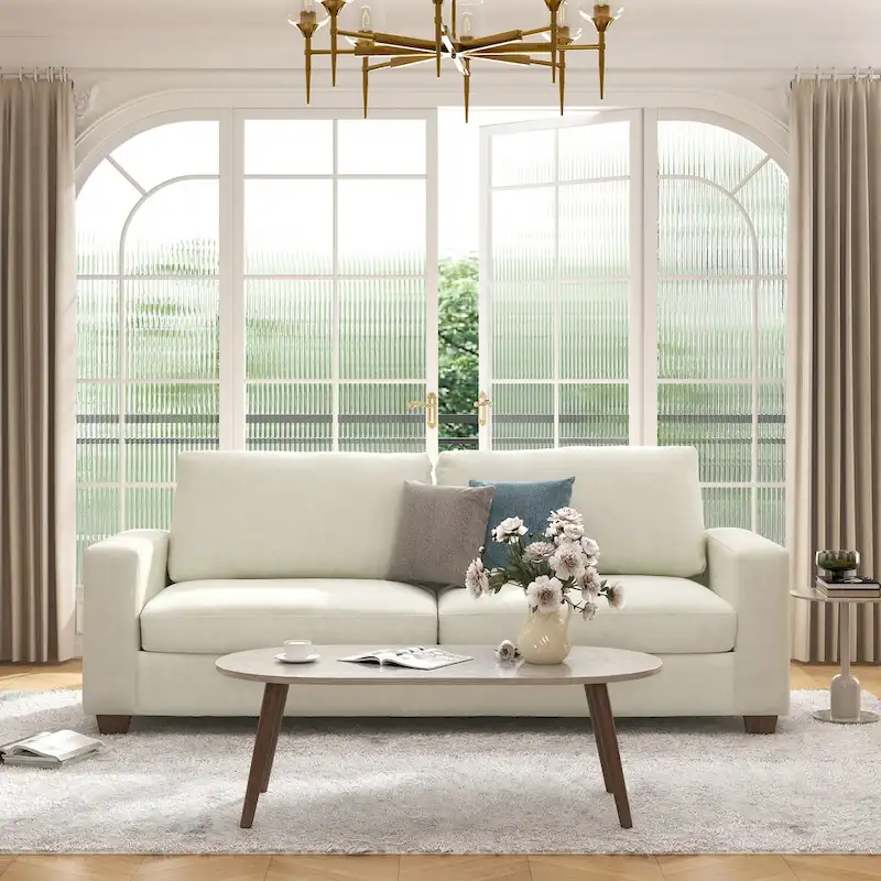 CO-Z 86.6 Upholstered Sofa Couch for Living Room 3-Seater Sofa