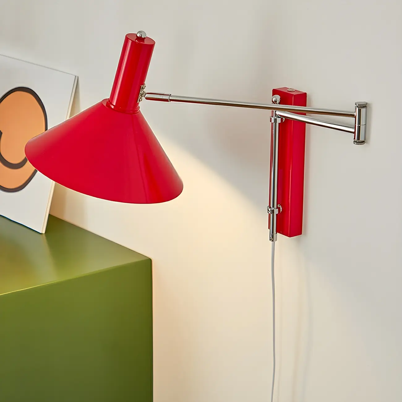 Metal Swing Arm Wall Light with Iron Shade