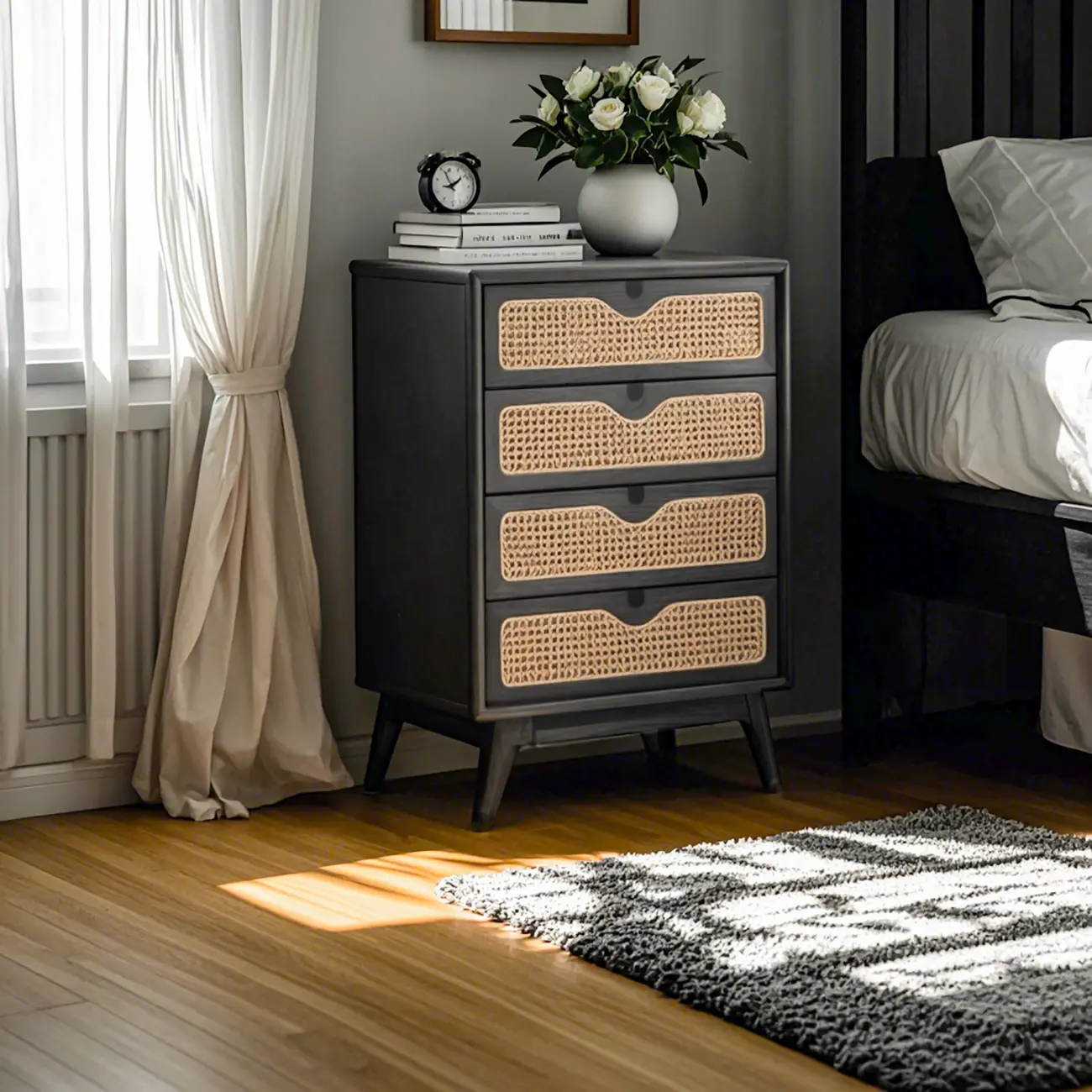 Tropical Natural Woven Double Layer Chest with 6-Drawers