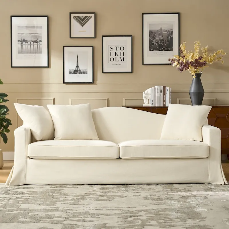 Antonio Transitional 83.5 Slipcovered Sofa with Curved Back by HULALA HOME