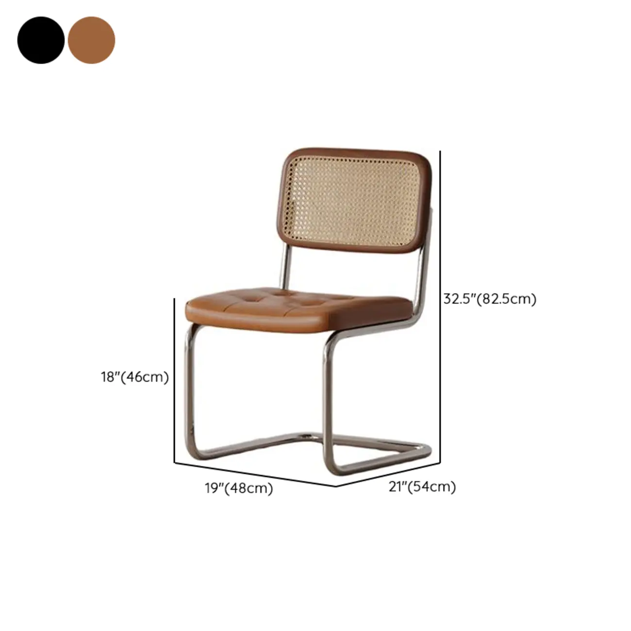 Scandinavian Tufted Leather Armless Dining Chair