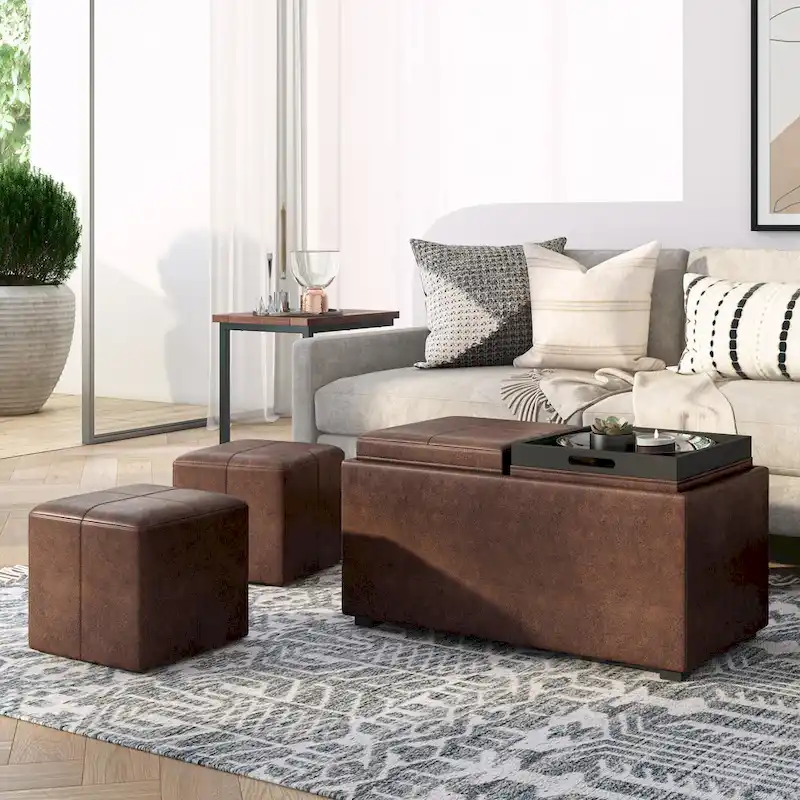 WYNDENHALL Franklin Upholstered 3-piece Ottoman Set
