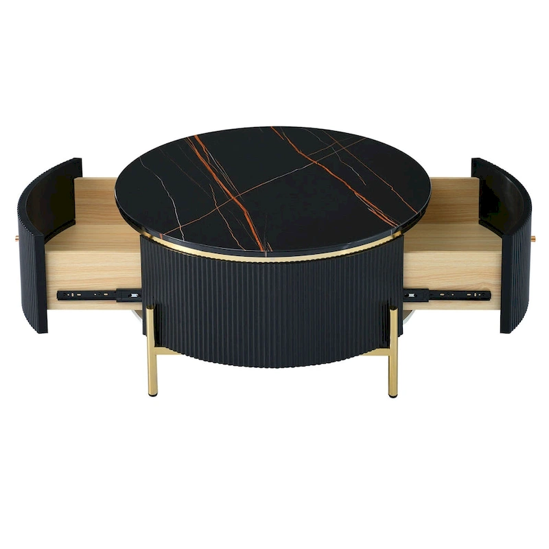 Merax Modern Round Coffee Table with 2 large Drawers