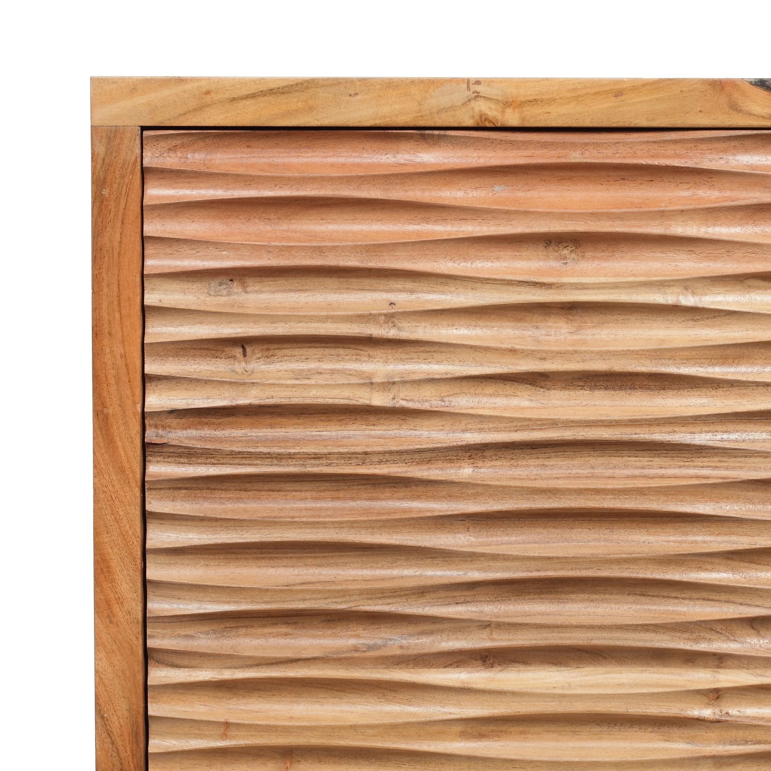 Handcrafted Boho Acacia Wood Nightstands, Set of 2, Natural - NH655413