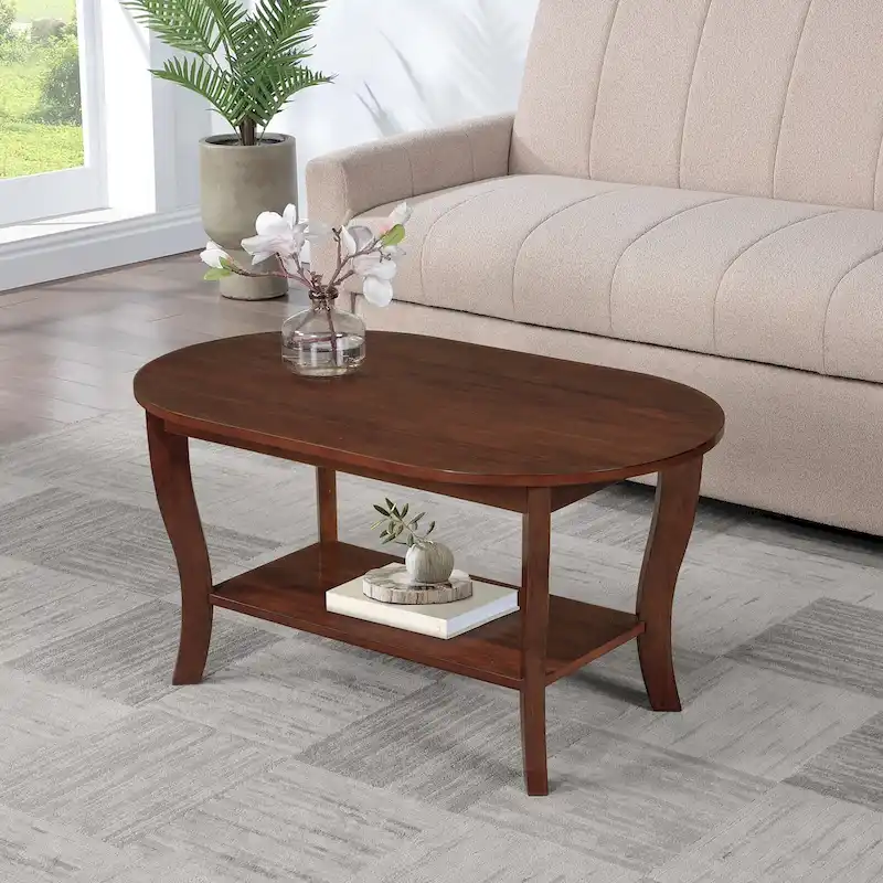 Convenience Concepts American Heritage Oval Coffee Table with Shelf