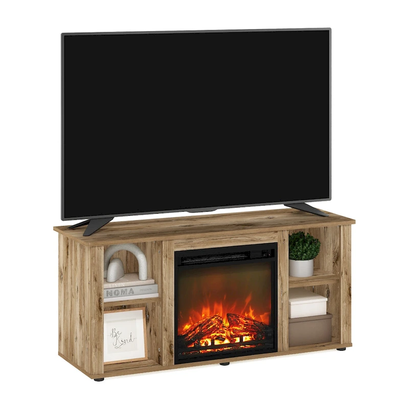 Furinno Jensen TV Stand with Fireplace