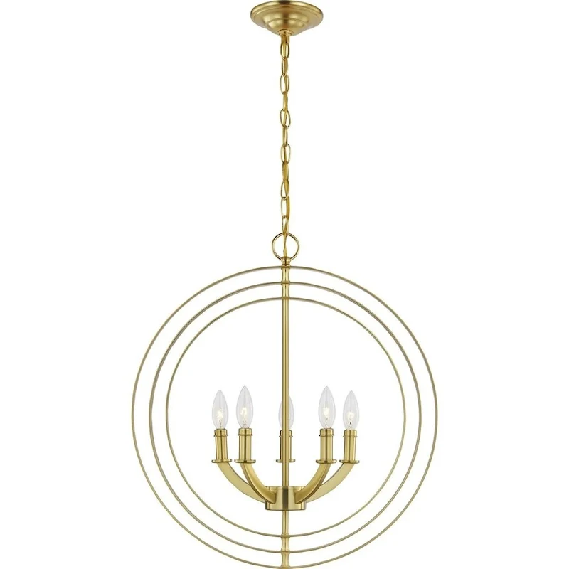 Equinox Collection Satin Brass Five-Light Sphere Pendant - 26.180  x 24.410  x 12.200