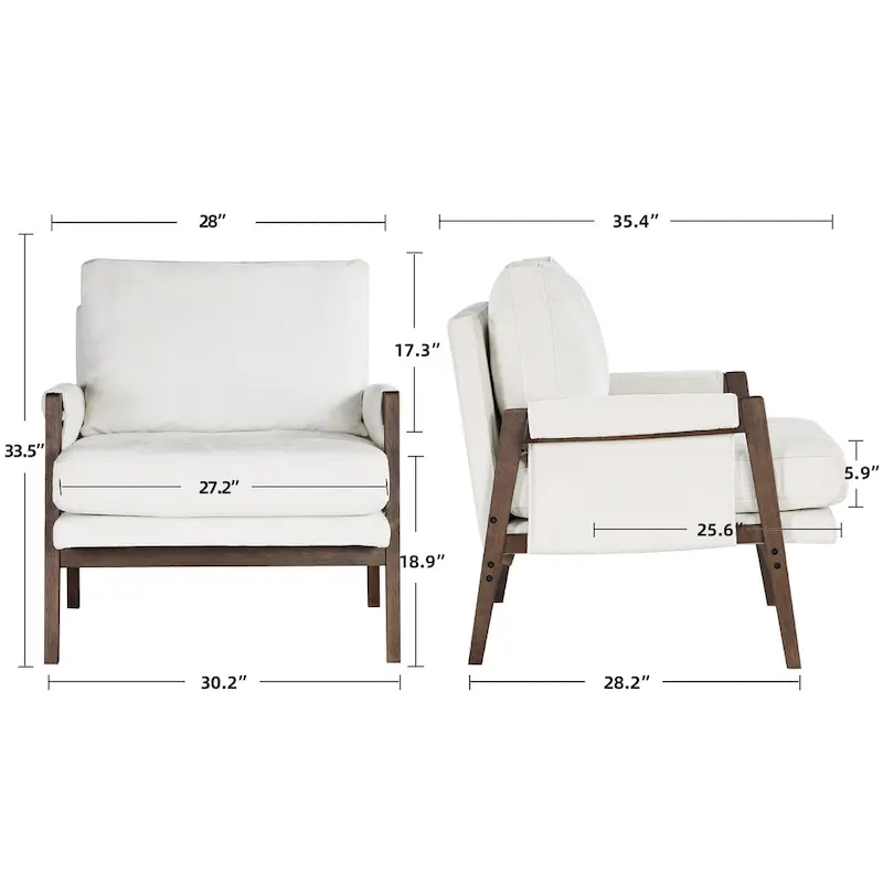 Mid-Century Modern 30  W Chenille Upholstered Accent Leisure Armchair