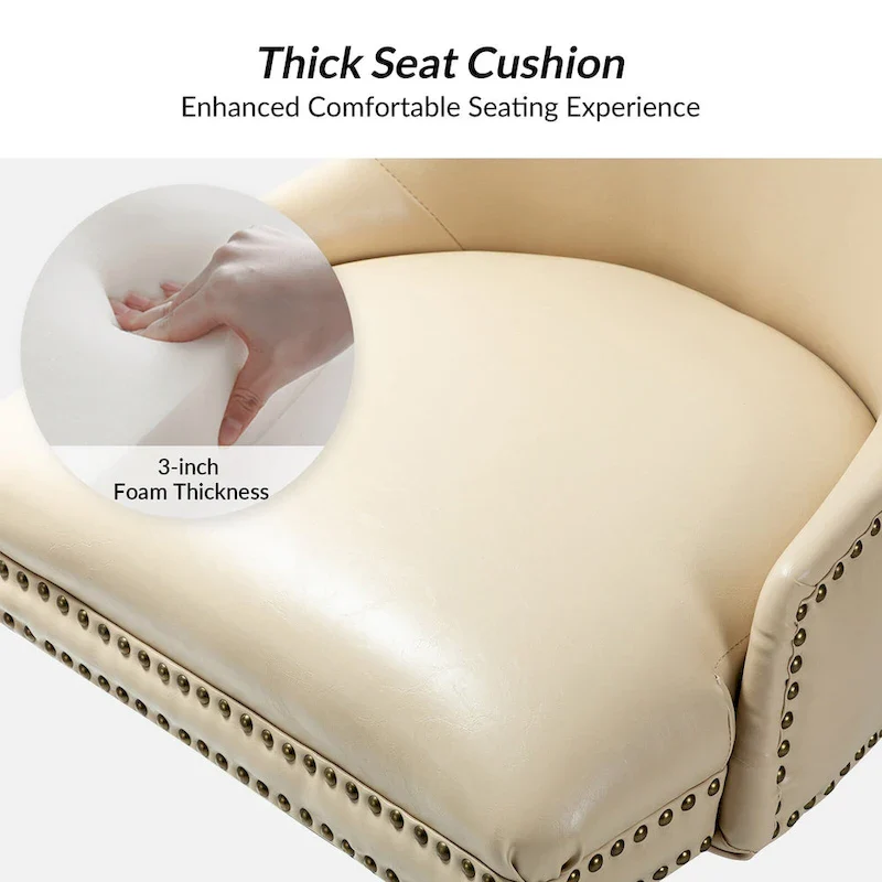 Faux Leather Swivel Office Chair - Mid-Back with Nailhead Trim - 250 lbs Capacity