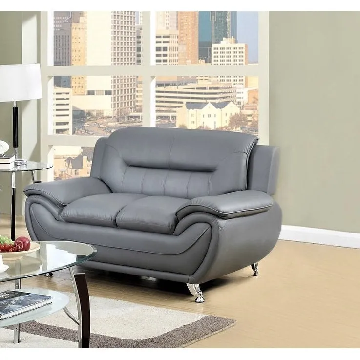 Sanuel 61.3 Faux Leather Pillow Top Arm Loveseat - N/A