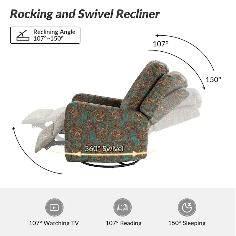 Manual Swivel Recliner with Tufted Back Set of 2