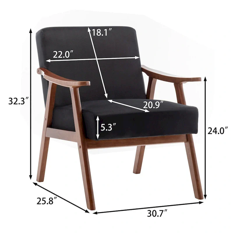 Extra-Thick Backrest Accent Chair with Solid Wood Frame