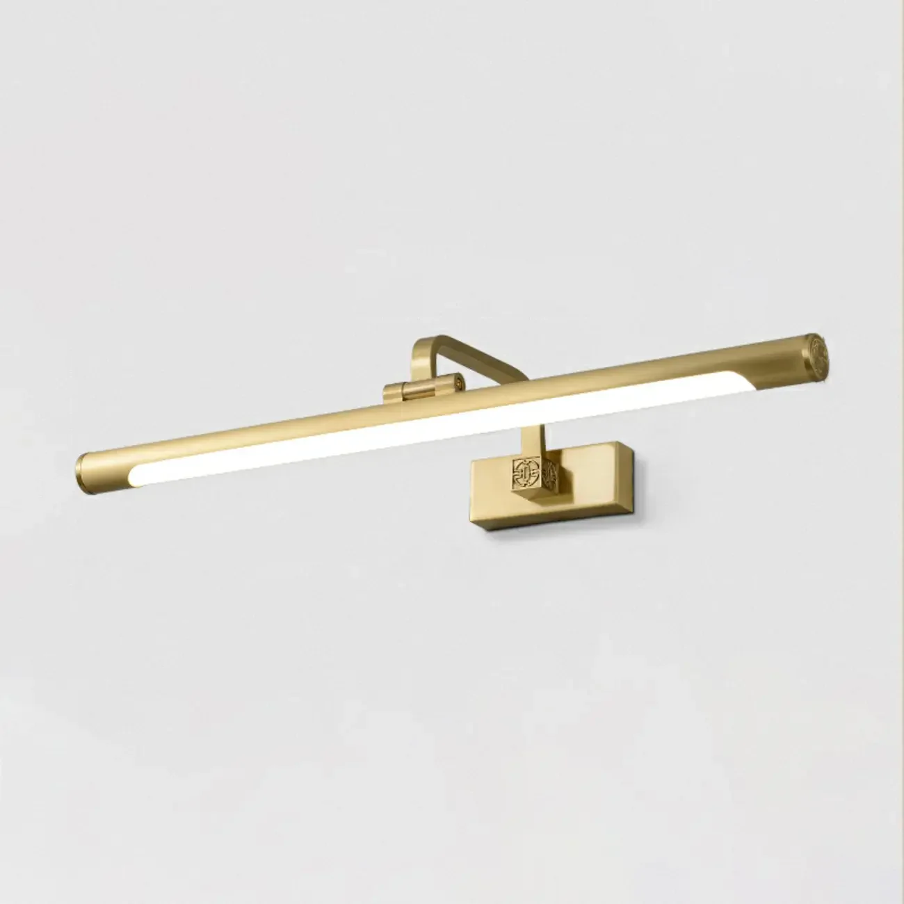 Minimalist Tubular Vanity Light with Adjustable Gold Arm
