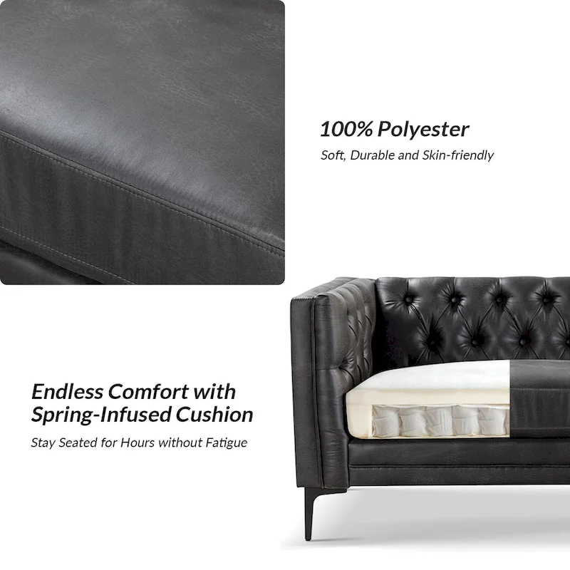 Calymne 84 Classic Square Arms Sofa with Button-Tufted Back by HULALA HOME