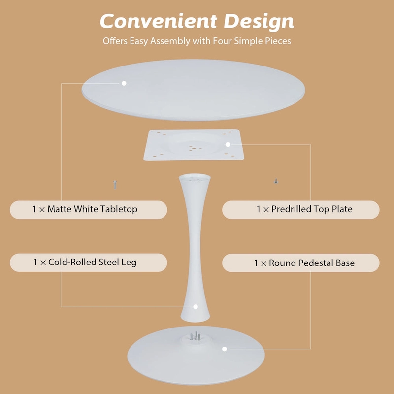 Mid-Century Modern Round Tulip Dining Table