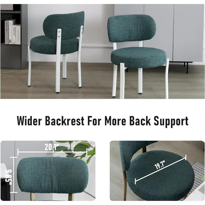 XINMICS Upholstered Modern Boucle Dining Room Chairs with White Metal Legs