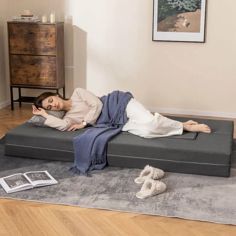 Costway 8-Inch Folding Sofa Bed with High-density Foam & Washable