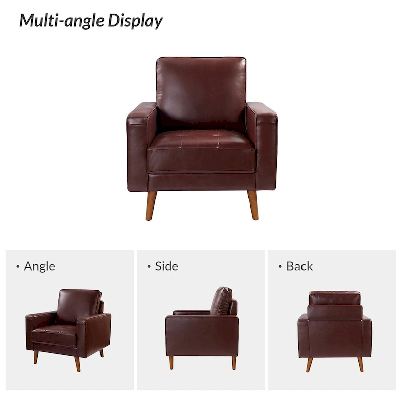 Elizabeth Mid-century Genuine Leather Arm Chair Set of 2 by HULALA HOME