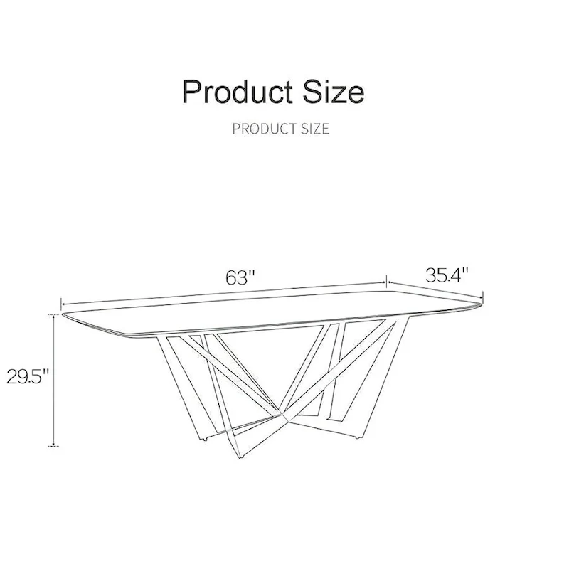Modern Stylish Dining Table Rectangle White Sintered Stone Top