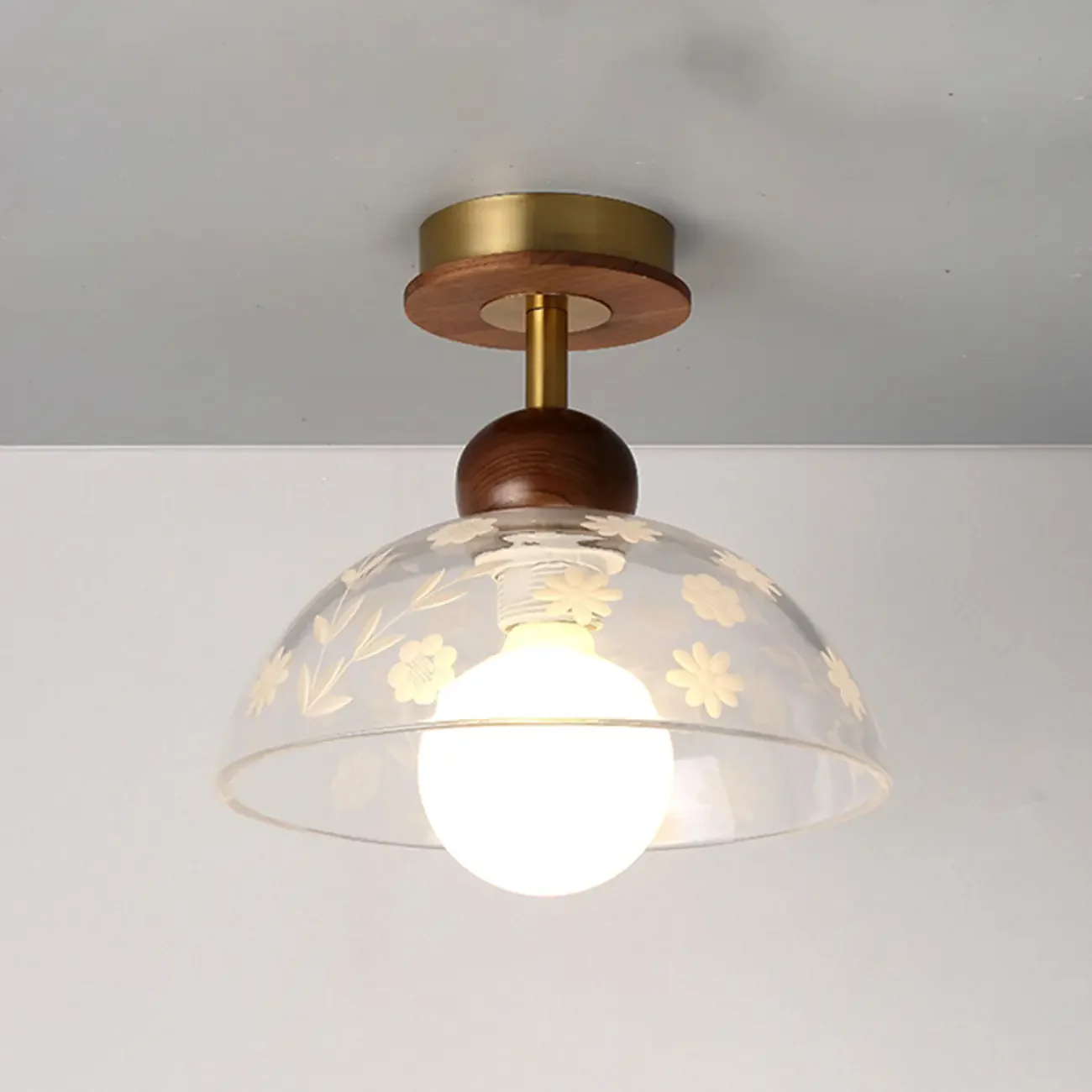 Caramel Gradient Glass Dome Semi Flush Ceiling Light