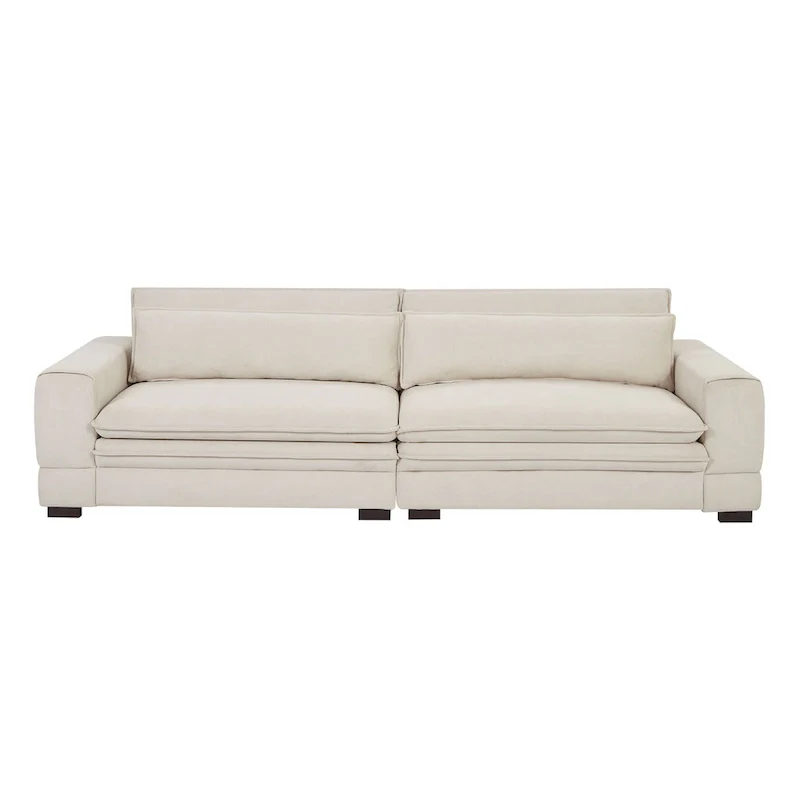 Beige Modern 104.7 Large Fabric Sofa with Lumbar Pillows