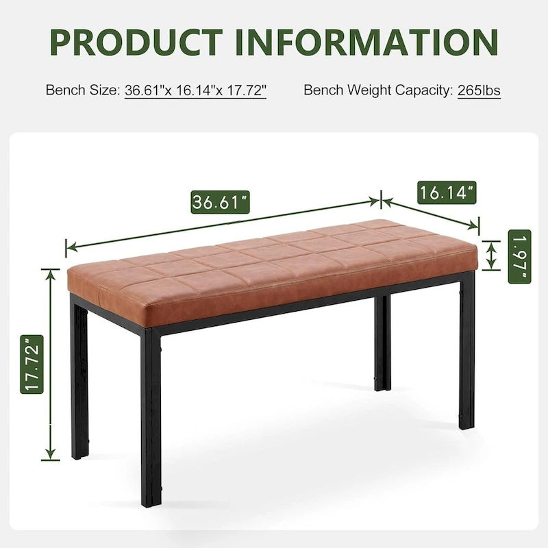 Howtai 36.6 Upholstered Leather PU Dining Bench