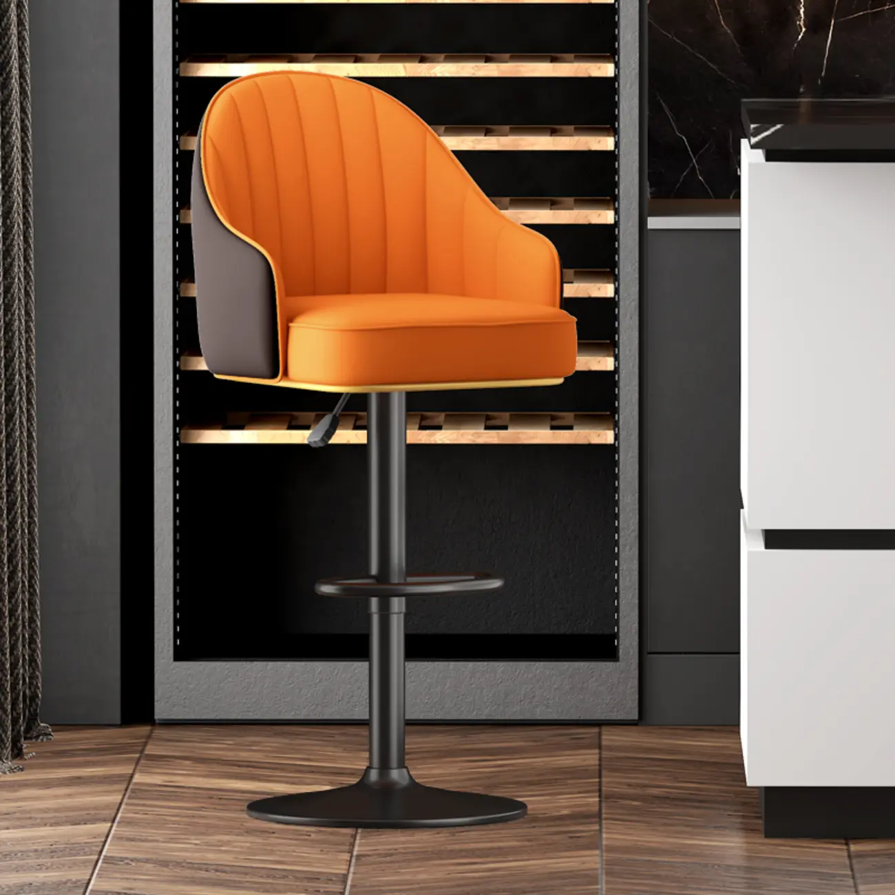 Modern Leather Swivel Adjustable Height Bar Stools