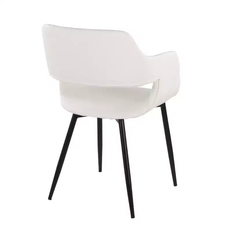 LumiSource Set of 2 Margarite Dining Chair Black PU Metal/White