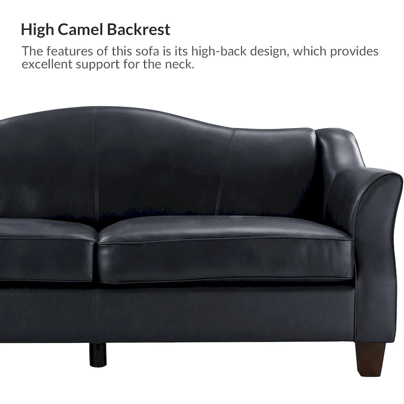 Sandra 81.5 Classic Genuine Leather Sofa With Solid Wood Legs By HULALA HOME