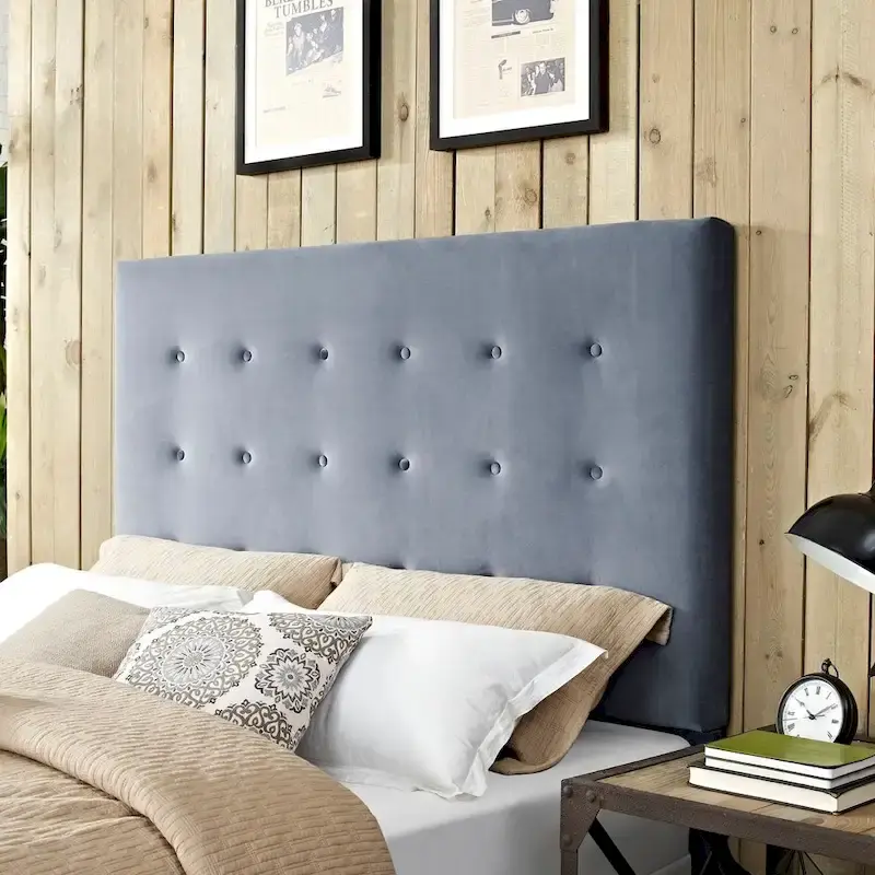 Reston Square Upholstered Full/Queen Headboard in Cornflower Microfiber