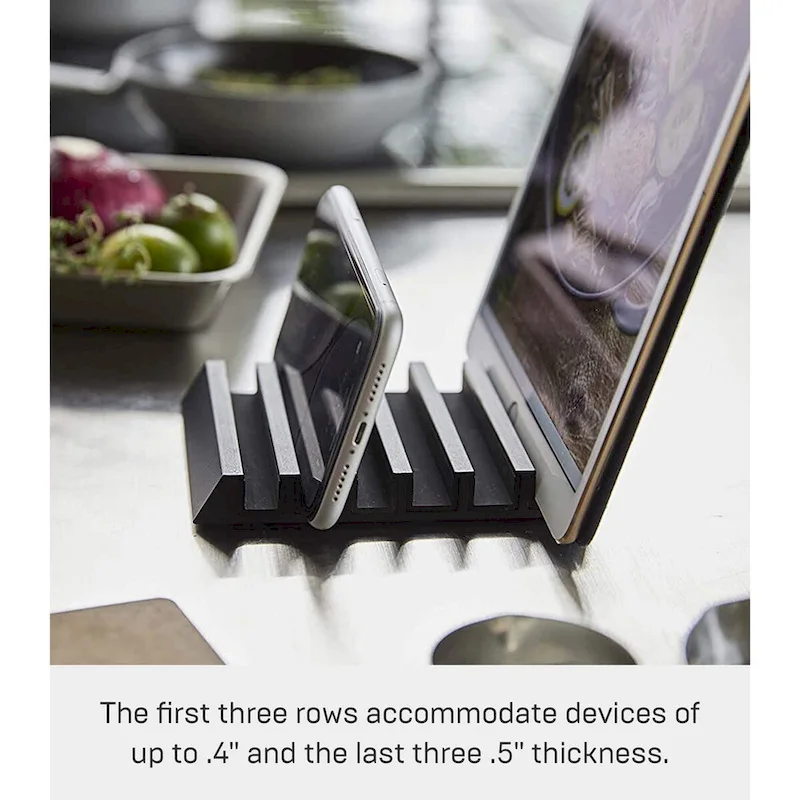 Yamazaki Home Phone and Tablet Stand - Aluminum, Aluminum - L 5.12 x W 3.94 x H 0.71 inches