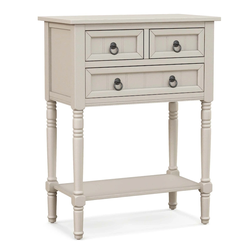Console Entryway Table with 3 Drawers Open Shelf Beige/Dark Grey