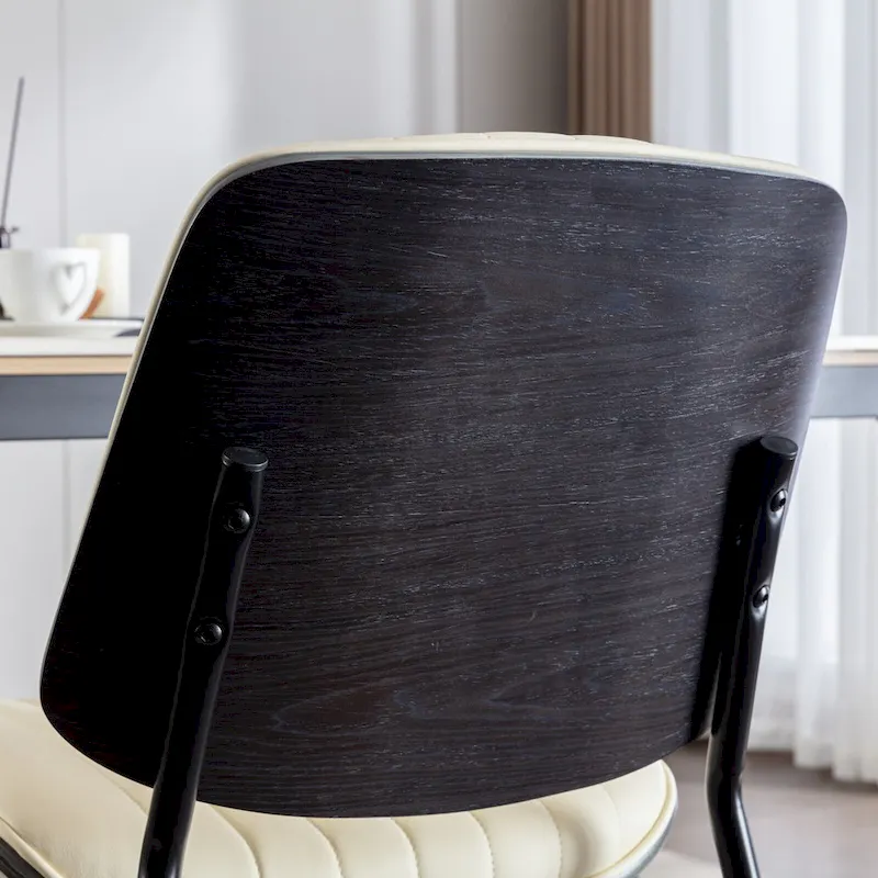 2PCS Faux Leather Chair with Metal Legs