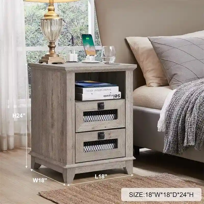 End Table with 2 Drawers - 18 D x 18 W x 24 H