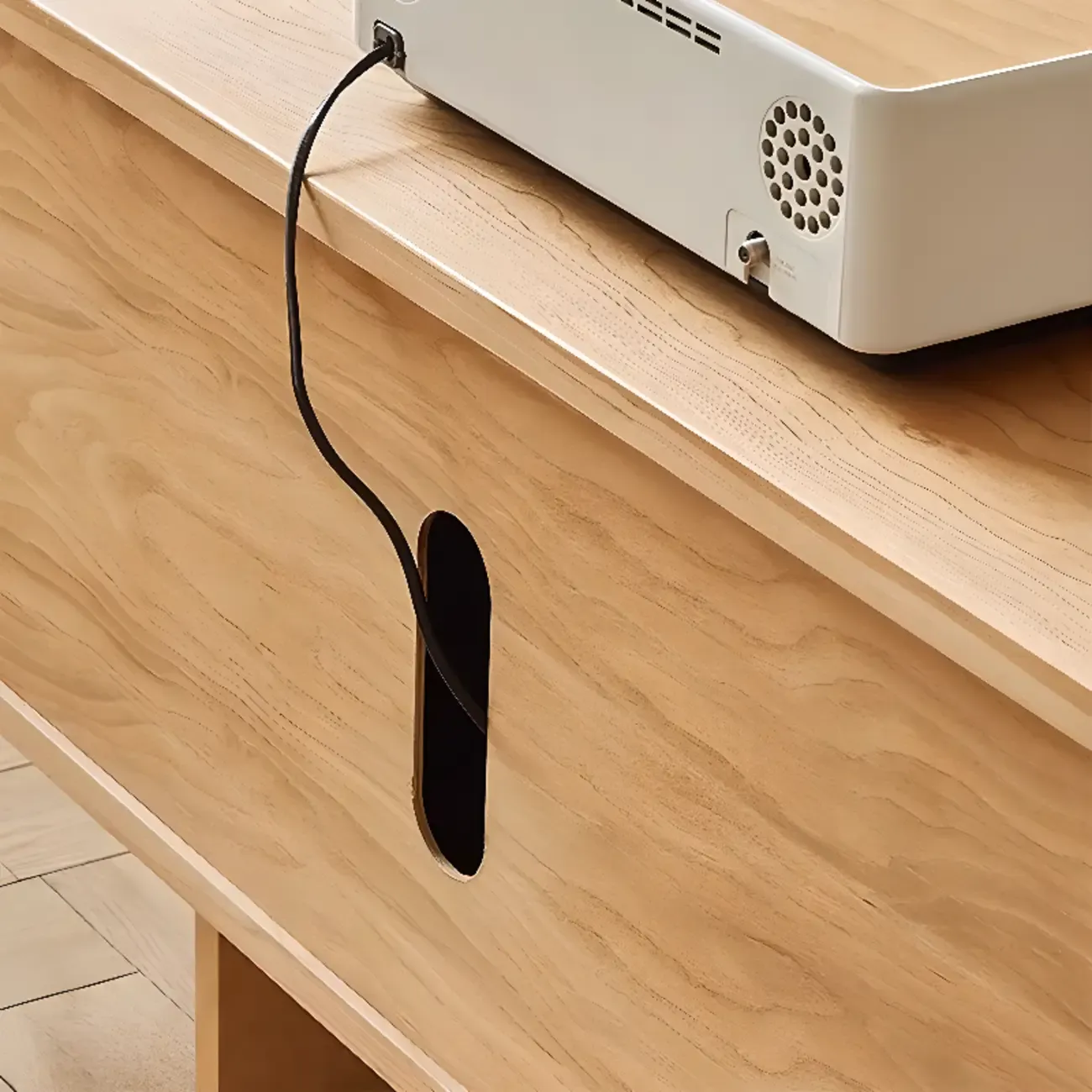 Scandinavian Brown Wood Cabinet TV Stand with Adjustable Shelf